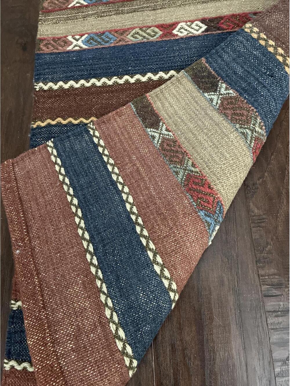 Pottery Barn Lodge Kilim Table Runner Wool Cotton Southwestern 18x108 - Picture 3 of 5
